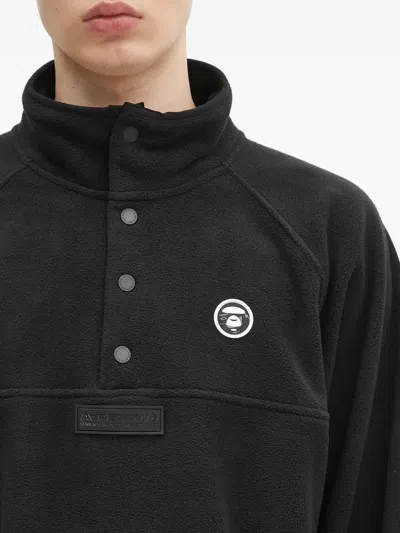 Aape By A Bathing Ape Button-placket Fleece Sweatshirt In Black
