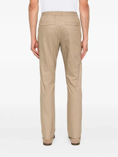 Pt Torino Drawstring Cotton Trousers In Brown