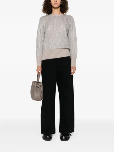 Herno Crew Neck Long Sleeve Sweater In Gray
