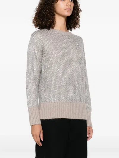 Herno Crew Neck Long Sleeve Sweater In Gray