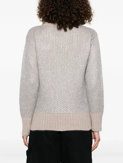 Herno Crew Neck Long Sleeve Sweater In Gray