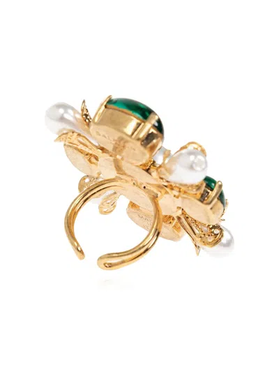Balmain Crystal-embellished Faux-pearl Ring In Gold