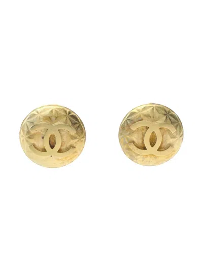 Pre-owned Chanel 1986-1988 Coco Mark Clip-on Earrings In Gold