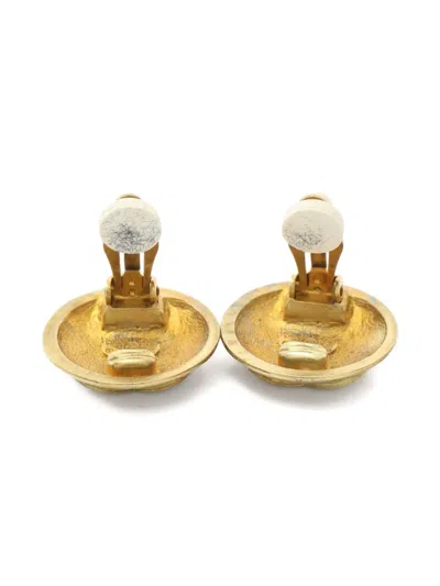 Pre-owned Chanel 1986-1988 Coco Mark Clip-on Earrings In Gold