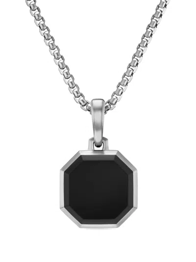 David Yurman Sterling Silver Octagon Onyx Necklace In Black