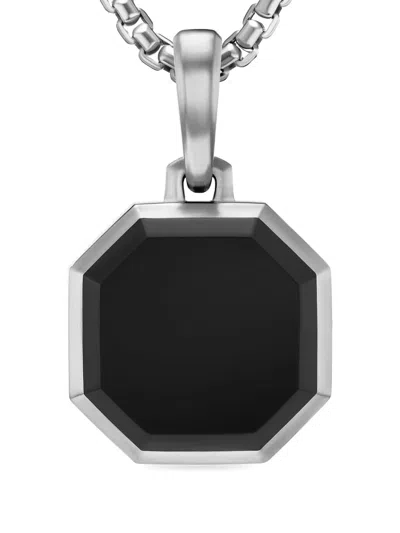 David Yurman Sterling Silver Octagon Onyx Necklace In Black
