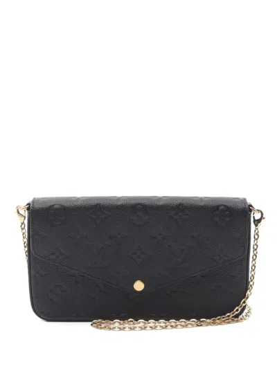 Pre-owned Louis Vuitton 2021 Monogram Empreinte Pochette Felicie Wallet In Black