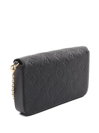 Pre-owned Louis Vuitton 2021 Monogram Empreinte Pochette Felicie Wallet In Black