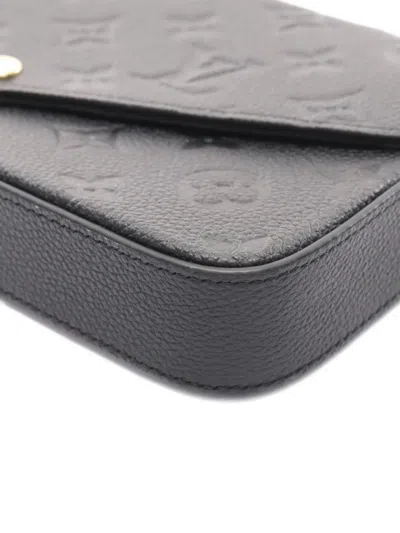 Pre-owned Louis Vuitton 2021 Monogram Empreinte Pochette Felicie Wallet In Black
