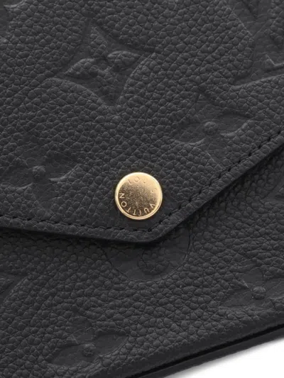 Pre-owned Louis Vuitton 2021 Monogram Empreinte Pochette Felicie Wallet In Black