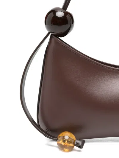 Jacquemus Womens Le Bisou Perle Leather Shoulder Bag Medium Brown