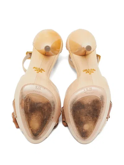 Pre-owned Prada Leather Heeled Sandals In Neutral