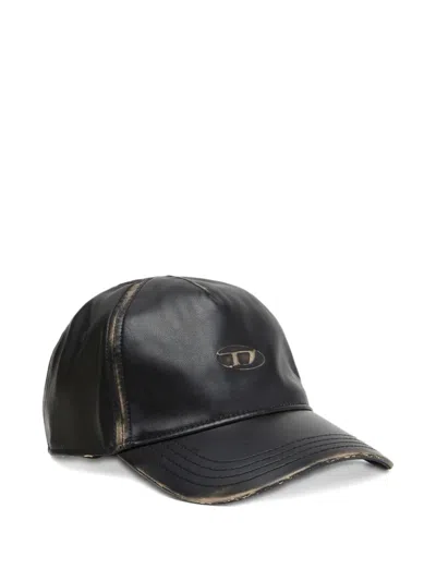 Diesel Logo-embossed Baseball Cap In Black