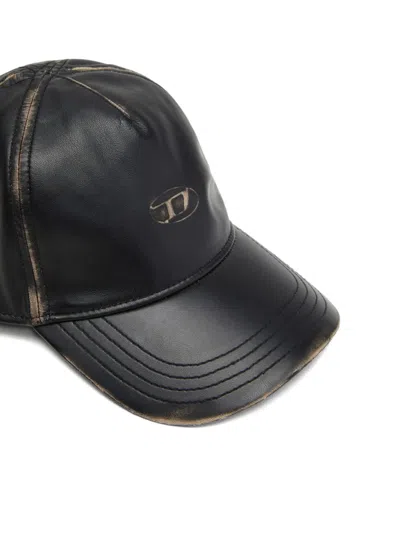Diesel Logo-embossed Baseball Cap In Black