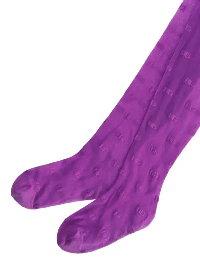 Dolce & Gabbana Logo-print Tights In Purple