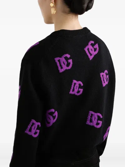 Dolce & Gabbana Wool Dg-logo Sweater In Black