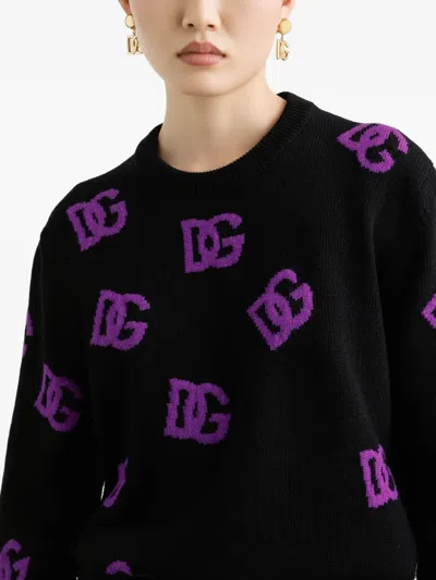 Dolce & Gabbana Wool Dg-logo Sweater In Black