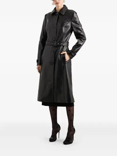 Dolce & Gabbana Leather Coat In Black