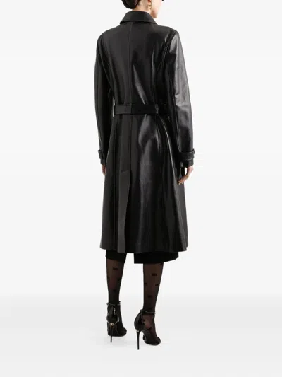 Dolce & Gabbana Leather Coat In Black