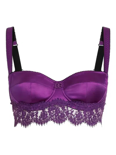 Dolce & Gabbana Lace-detail Bra In Purple