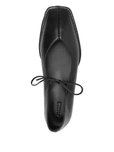 Alohas Square-toe Lace-up Ballet Flats In Black
