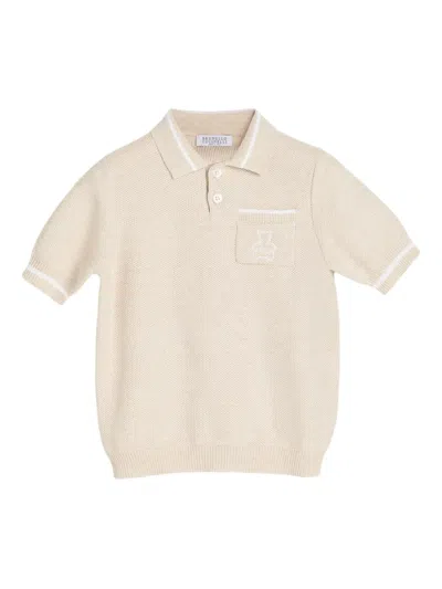 Brunello Cucinelli Bernie Knit Polo Shirt In Neutral