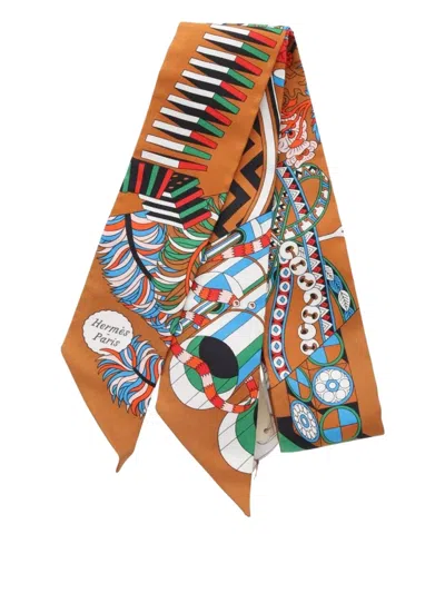 Pre-owned Hermes 2021 De L'ombrelle Aux Duels Vieux Ribbon Scarf