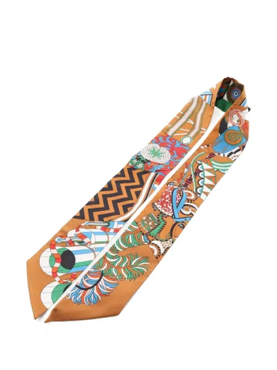 Pre-owned Hermes 2021 De L'ombrelle Aux Duels Vieux Ribbon Scarf