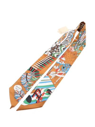 Pre-owned Hermes 2021 De L'ombrelle Aux Duels Vieux Ribbon Scarf