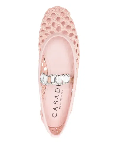 Casadei Versilia Crystal-embellished Ballet Flats In Pink