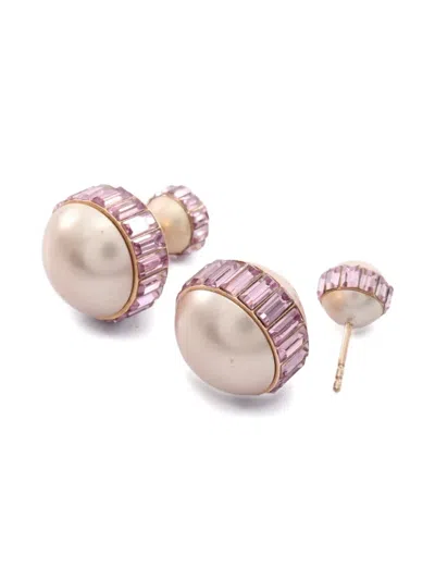 Pre-owned Dior 2000s Pearl Rhinestone Earrings