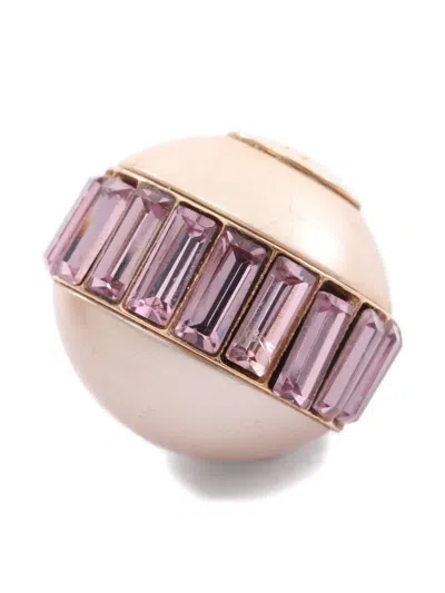 Pre-owned Dior 2000s Pearl Rhinestone Earrings