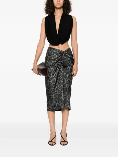 Stella Mccartney Leopard-print Asymmetric Skirt In Black