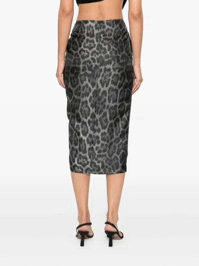 Stella Mccartney Leopard-print Asymmetric Skirt In Black