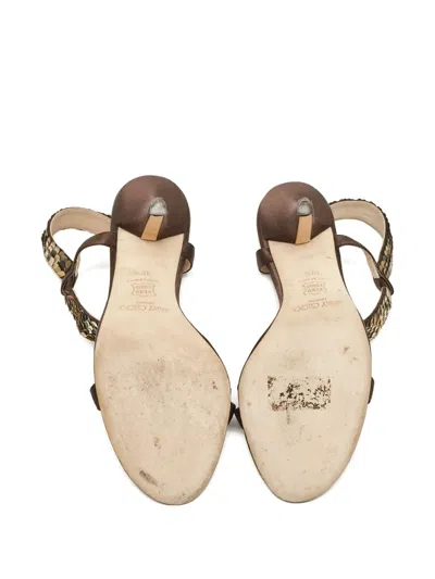 Pre-owned Jimmy Choo 110mm Sequinned Sandals In Brown