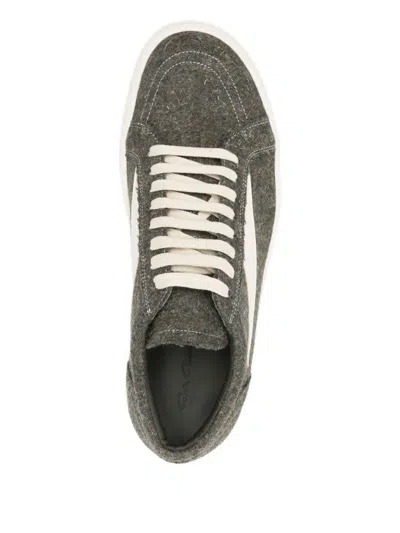 Rick Owens Vintage Leather-trimmed Brushed-wool Sneakers In Green