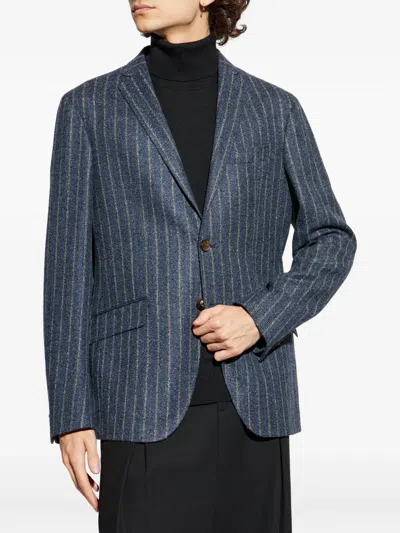Etro Classic Pinstripe Blazer In Tailored Style In Blue