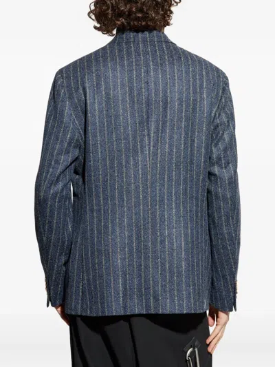 Etro Classic Pinstripe Blazer In Tailored Style In Blue