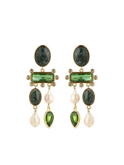 Mignonne Gavigan Stone-embellished Drop Earrings In Green