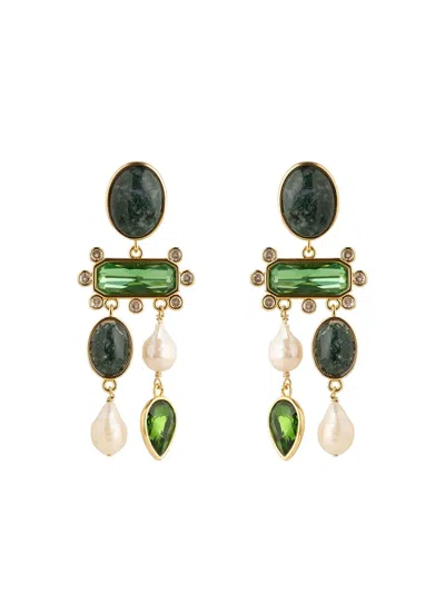 Mignonne Gavigan Stone-embellished Drop Earrings In Green