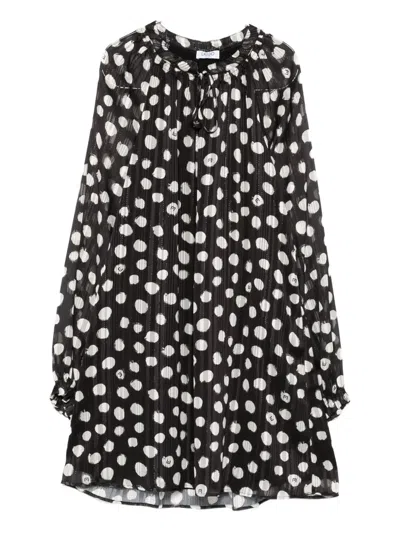 Liu •jo Black And White Polka Dot Mini Dress In Black