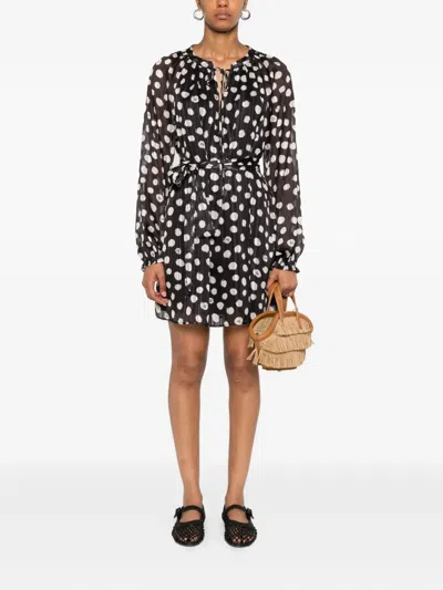 Liu •jo Black And White Polka Dot Mini Dress In Black