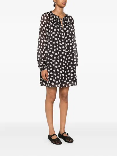 Liu •jo Black And White Polka Dot Mini Dress In Black