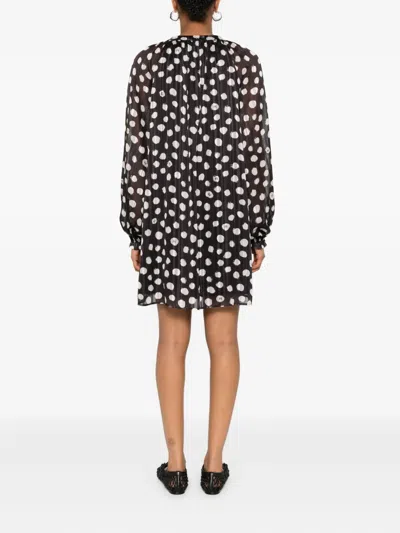 Liu •jo Black And White Polka Dot Mini Dress In Black