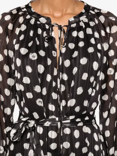 Liu •jo Black And White Polka Dot Mini Dress In Black