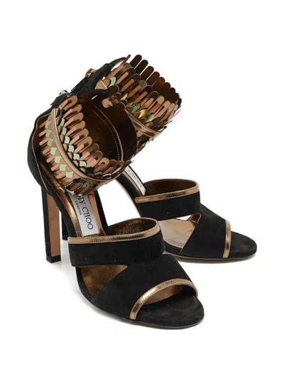 Pre-owned Jimmy Choo 110mm Klara Sandals In Black