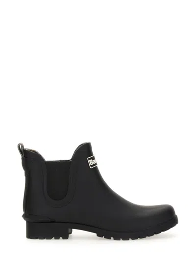 Barbour Wilton Black Rubber Welly Boots In Black