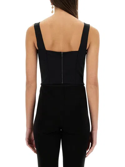 Dolce & Gabbana Jacquard And Lace Sheath Corsetry Bustier In Black