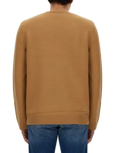 Apc Edward Logo-intarsia Wool Jumper In Brown