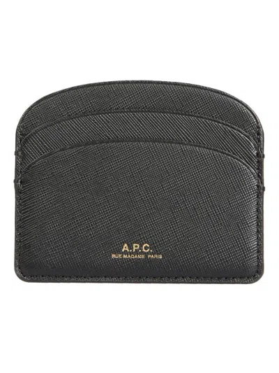 Apc A.p.c. Demi Lune Leather Card Holder In Black
